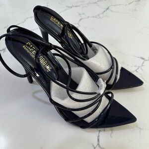 NEW Cape Robbin Dark Blue with Black Bottom Strappy Heels